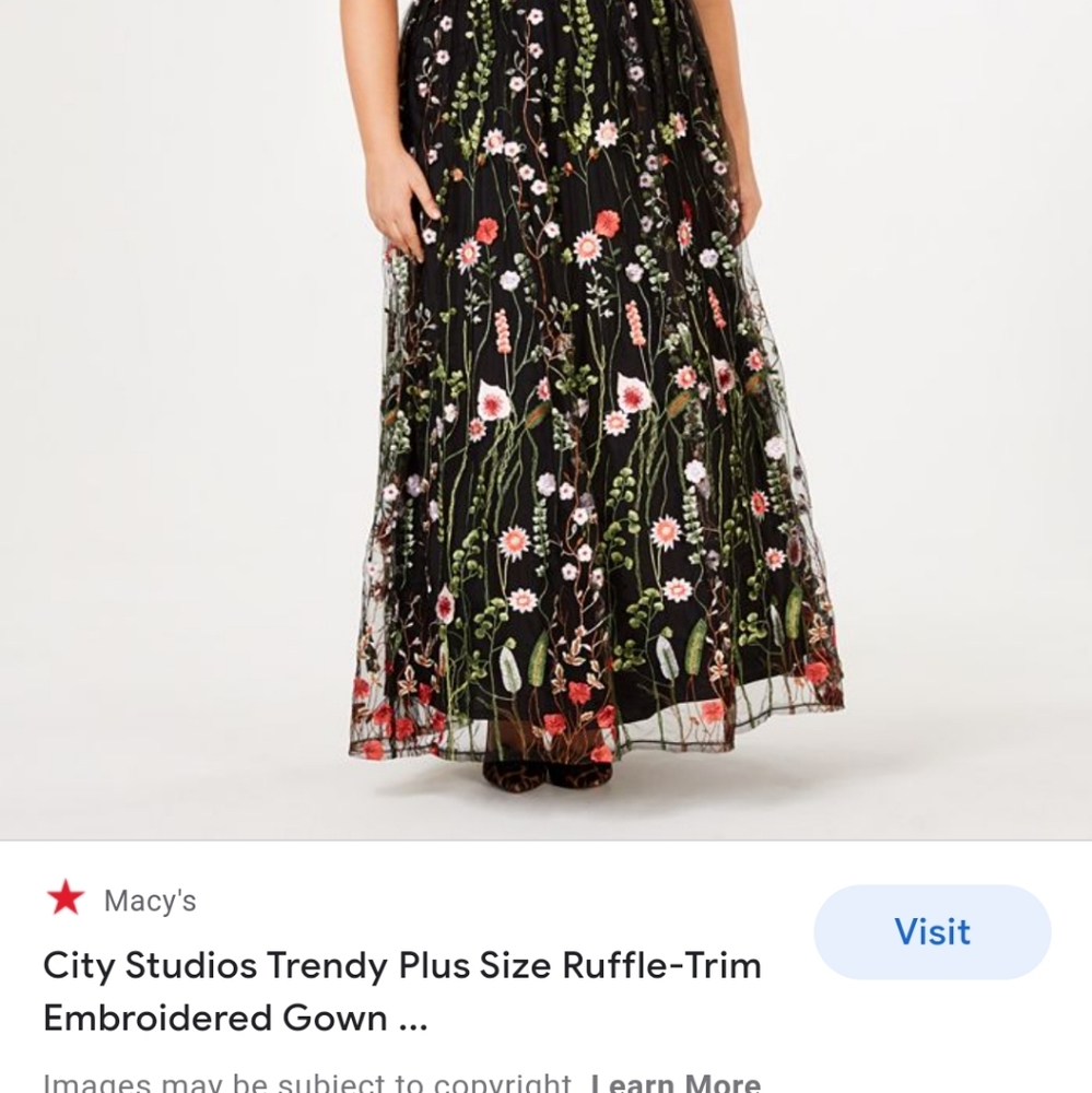 City Trends ruffle trim embroidered gown 16W